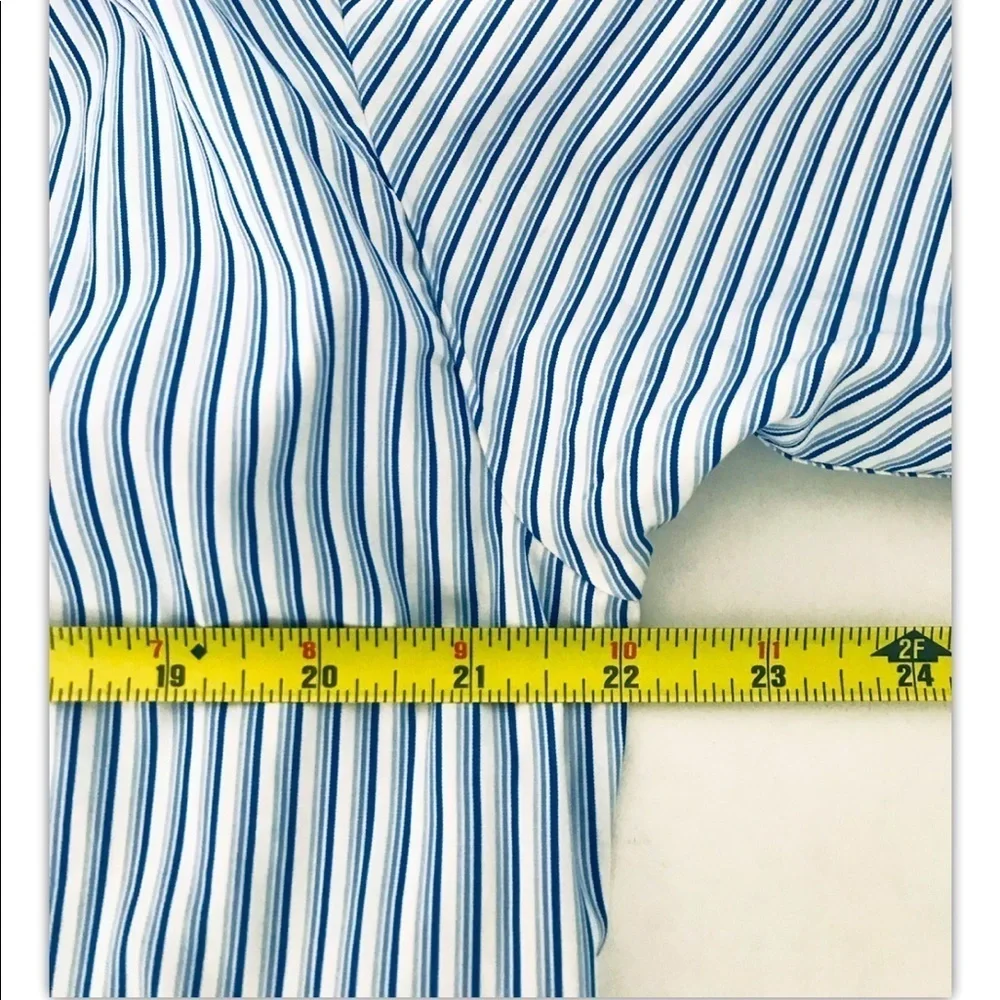 Tory Burch | Ariana Drawstring Top Womens S Small Blue Ombre Stripe Short Sleeve
